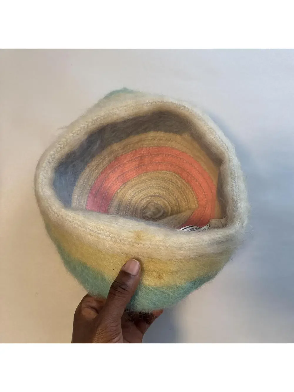 90s Italian Pastel Rainbow Striped Mohair Wool Bucket Hat 24